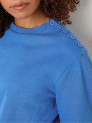 M&Co Blue Button Detail Plain Sweatshirt - Image 4 of 5