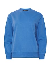 M&Co Blue Button Detail Plain Sweatshirt - Image 5 of 5
