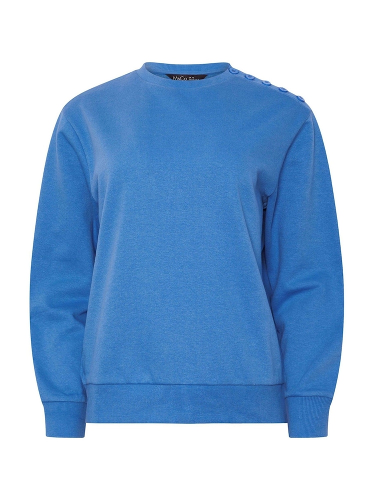 M&Co Blue Button Detail Plain Sweatshirt - Image 5 of 5