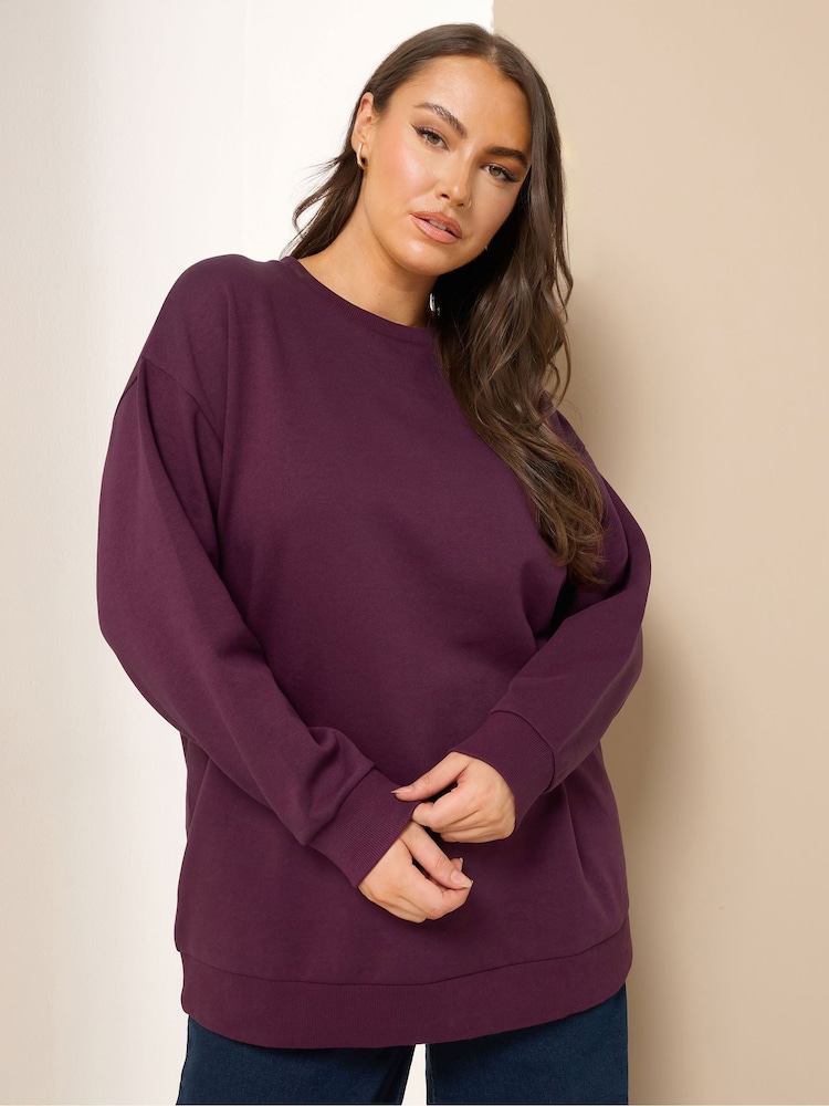 Yours Curve Red Crew Neck Sweatshirt - Image 1 of 8 Yours Curve Red Crew Neck Sweatshirt - Image 1 of 8