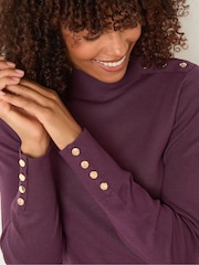 M&Co Purple Button Turtle Neck Jumper - Image 4 of 5