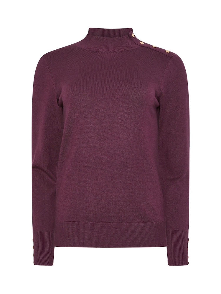 M&Co Purple Button Turtle Neck Jumper - Image 5 of 5
