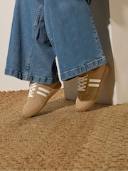 Yours Curve Brown Extra Wide Fit Retro Stripe Trainers - Image 1 of 5