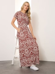 Long Tall Sally Red Shirred Waist Maxi Dress - Image 2 of 5