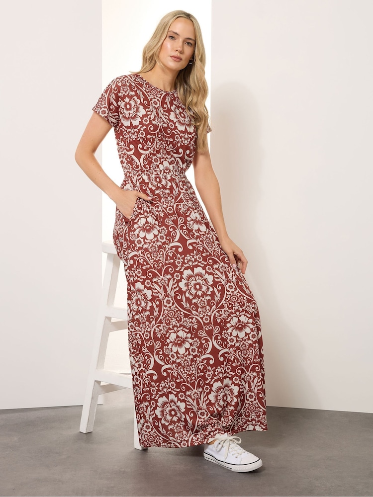 Long Tall Sally Red Shirred Waist Maxi Dress - Image 2 of 5