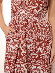 Long Tall Sally Red Shirred Waist Maxi Dress - Image 4 of 5