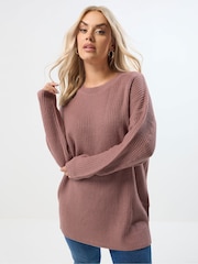 Yours Curve Pink Drop Shoulder Jumper - Image 1 of 5
