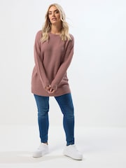 Yours Curve Pink Drop Shoulder Jumper - Image 2 of 5