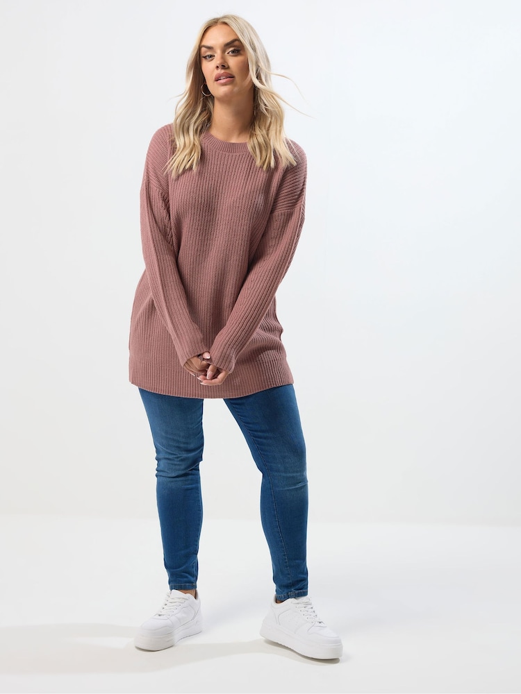 Yours Curve Pink Drop Shoulder Jumper - Image 2 of 5