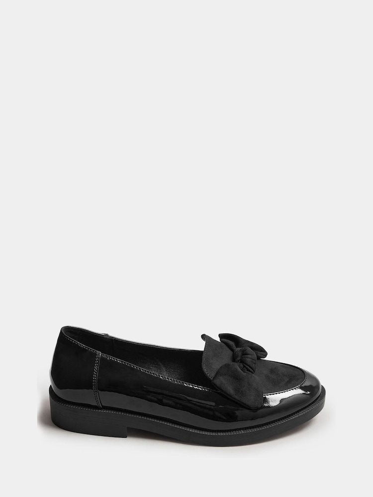 Yours Curve Black Extra Wide Fit Bow Patent Loafers - Image 2 of 5 Yours Curve Black Extra Wide Fit Bow Patent Loafers - Image 2 of 5