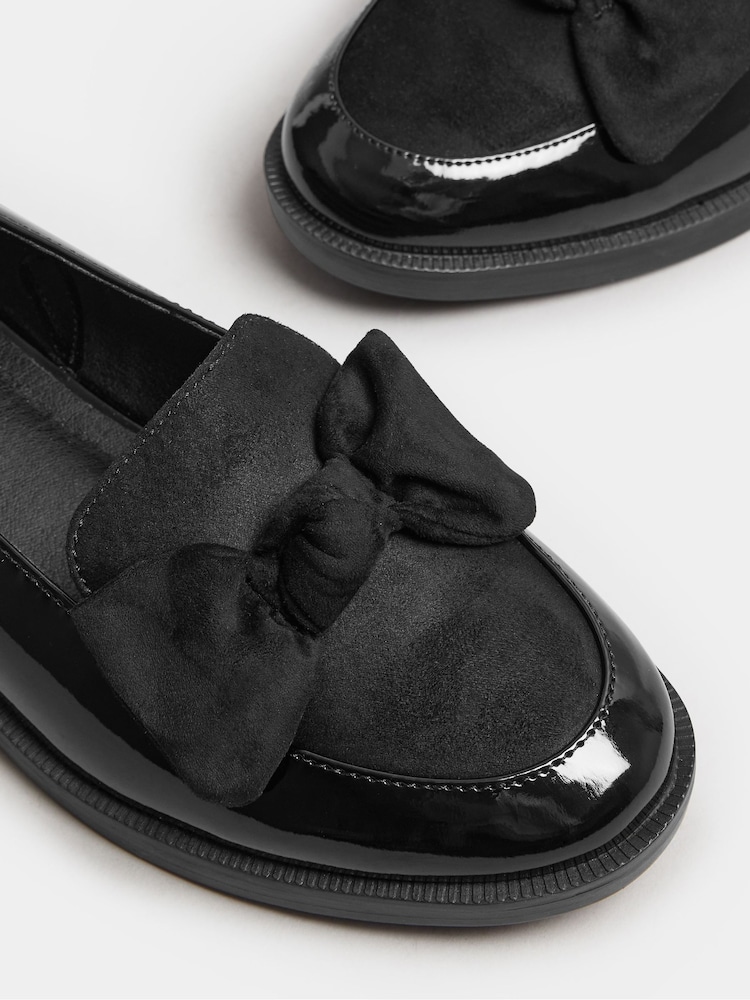 Yours Curve Black Extra Wide Fit Bow Patent Loafers - Image 5 of 5 Yours Curve Black Extra Wide Fit Bow Patent Loafers - Image 5 of 5