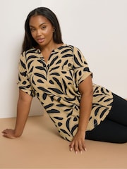 Yours Curve Natural Notch Neck Texture Top - Image 1 of 5