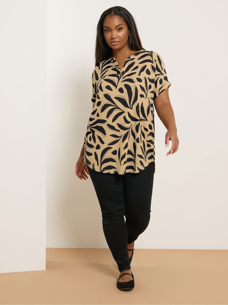 Yours Curve Natural Notch Neck Texture Top - Image 2 of 5