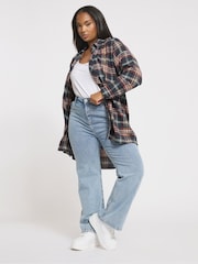 Azul - Yours Curve Oversized Check Shirt - Imagem 2 de 5