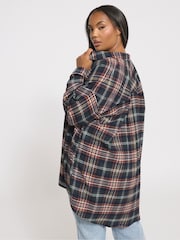Azul - Yours Curve Oversized Check Shirt - Imagem 3 de 5
