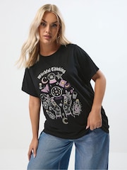 Yours Curve Placement Set In Sleeve T-Shirt - Imagem 1 de 5