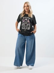Yours Curve Placement Set In Sleeve T-Shirt - Imagem 3 de 5