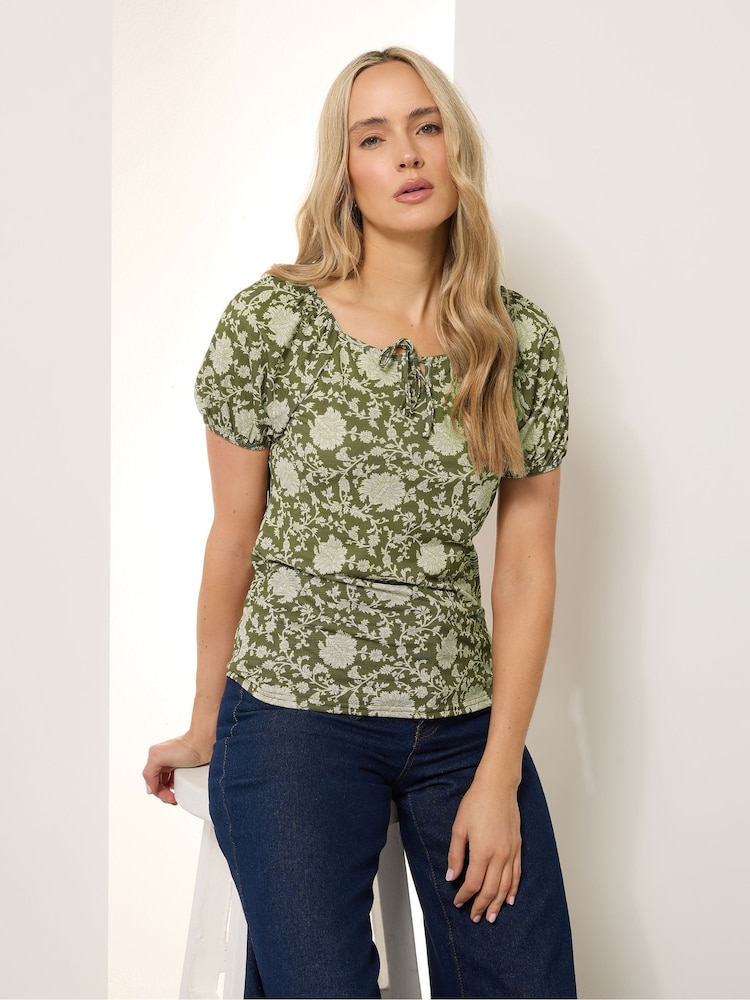 Long Tall Sally Green Textured Boho Top - Image 1 of 5 Long Tall Sally Green Textured Boho Top - Image 1 of 5