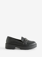 Yours Curve Black Wide Fit Wide Fit Metal Detail Loafers - Image 1 of 1
