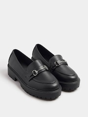 Yours Curve Black Wide Fit Wide Fit Metal Detail Loafers - Image 3 of 6