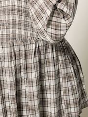 Yours Curve Grey Shirred Textured Check Top - Image 4 of 5