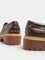 Yours Curve Brown Extra Wide Fit Chunky Lace Up Boat Shoes - Image 4 of 5