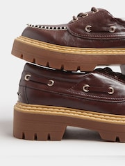 Yours Curve Brown Extra Wide Fit Chunky Lace Up Boat Shoes - Image 5 of 5