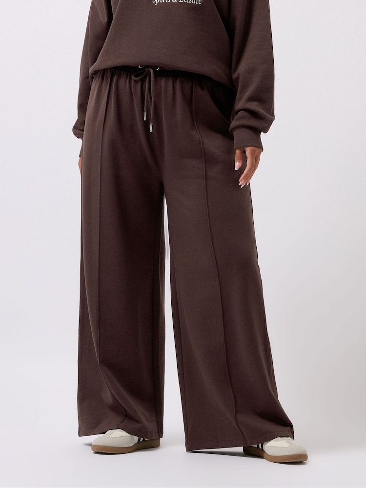 Yours Curve Brown Wide Fit Wide Leg Joggers - Image 2 of 5