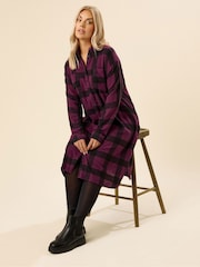 Yours Curve Purple Longline Check Shirt - Image 4 of 6