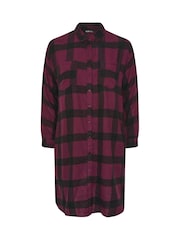Yours Curve Purple Longline Check Shirt - Image 5 of 6