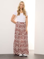 Long Tall Sally Red Floral Print Tiered Maxi Skirt - Image 1 of 4