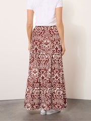 Long Tall Sally Red Floral Print Tiered Maxi Skirt - Image 3 of 4