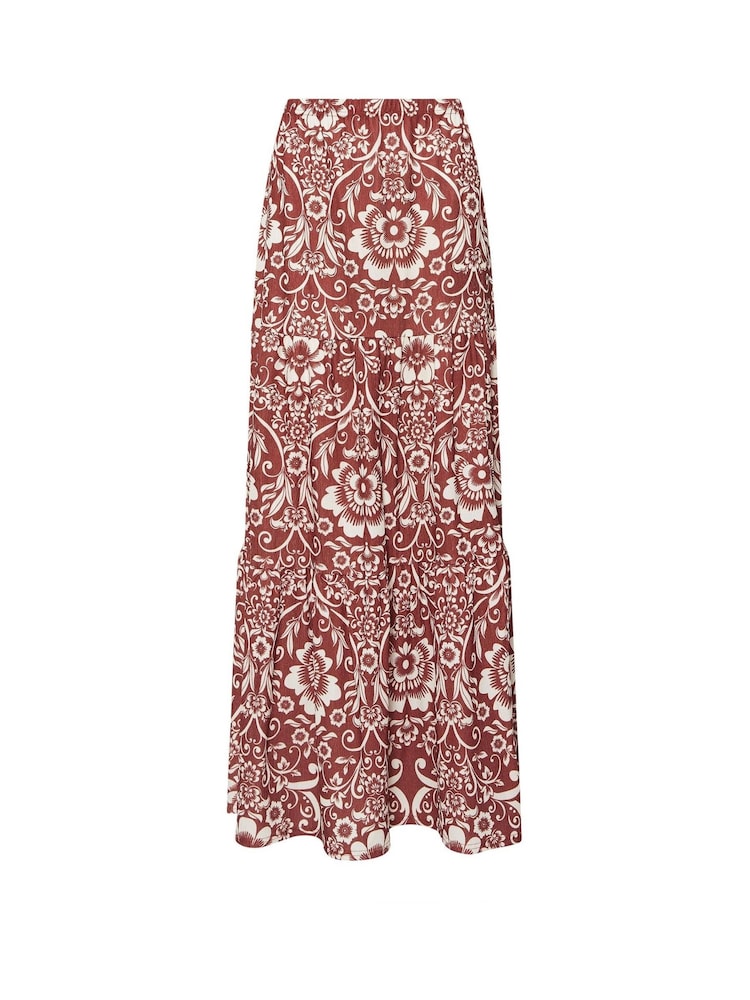 Long Tall Sally Red Floral Print Tiered Maxi Skirt - Image 4 of 4