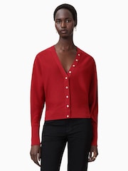 AllSaints Red Honor V Cardigan - Image 3 of 7