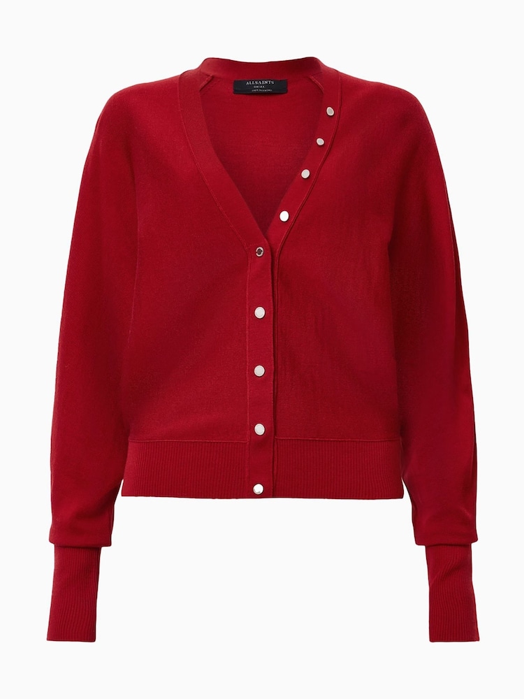 AllSaints Red Honor V Cardigan - Image 7 of 7