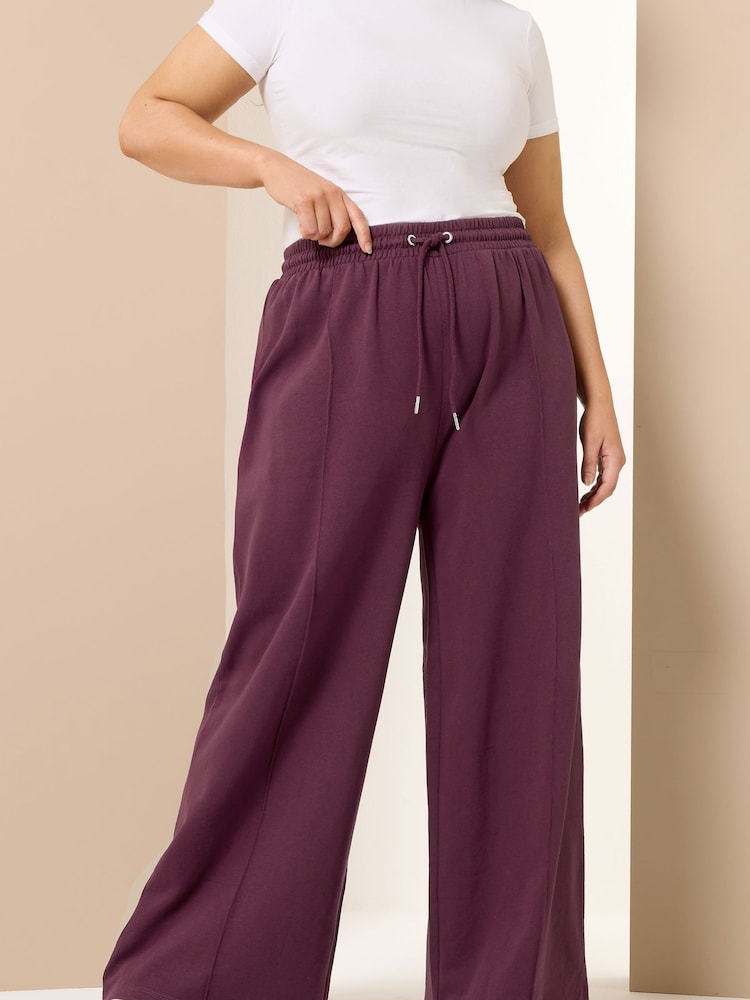 Yours Curve Red Wide Fit Wide Leg Joggers - Image 1 of 6