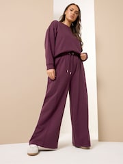 Yours Curve Red Wide Fit Wide Leg Joggers - Image 3 of 6