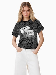 AllSaints Black Reel Elle T-Shirt - Image 1 of 6