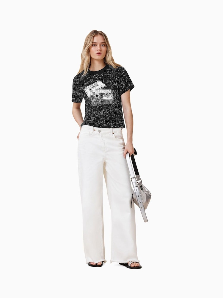 AllSaints Black Reel Elle T-Shirt - Image 2 of 6
