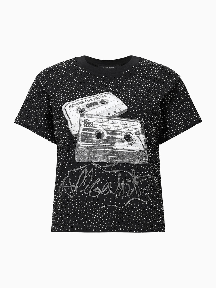 AllSaints Black Reel Elle T-Shirt - Image 6 of 6
