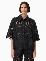 AllSaints Black Charli EMB Shirt - Image 1 of 7