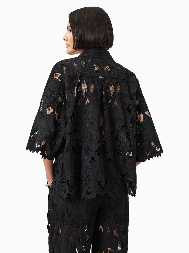 AllSaints Black Charli EMB Shirt - Image 2 of 7