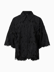 AllSaints Black Charli EMB Shirt - Image 7 of 7