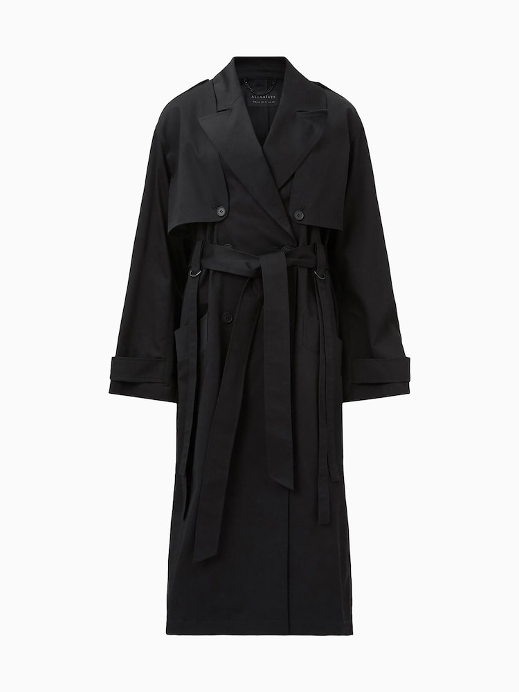 AllSaints Black Cadence Trench Coat - Image 11 of 11