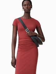 AllSaints Red Katarina Short Sleeve Dress - Image 3 of 8