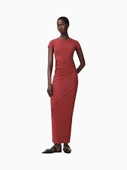 AllSaints Red Katarina Short Sleeve Dress - Image 4 of 8