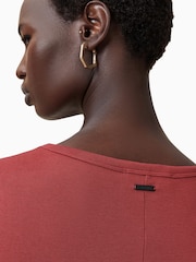AllSaints Red Katarina Short Sleeve Dress - Image 5 of 8