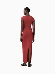 AllSaints Red Katarina Short Sleeve Dress - Image 7 of 8
