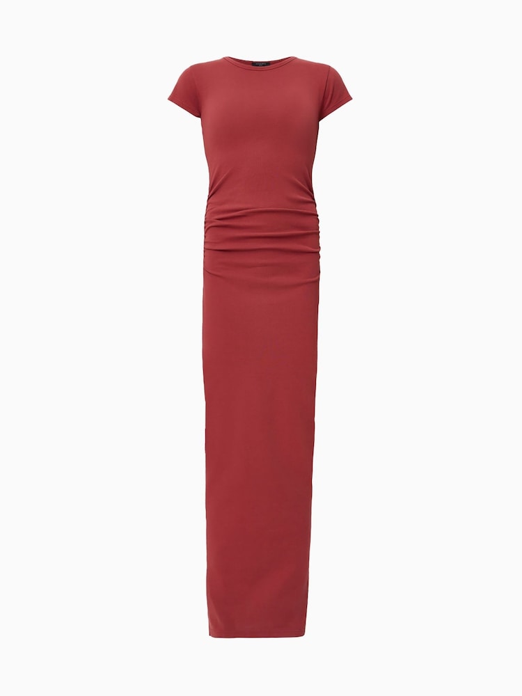 AllSaints Red Katarina Short Sleeve Dress - Image 8 of 8