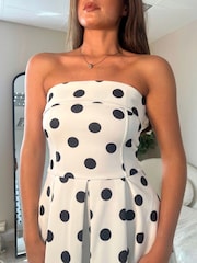 Girl In Mind White Danni Strapless Bandeau Polka Dot Midi Dress - Image 6 of 6